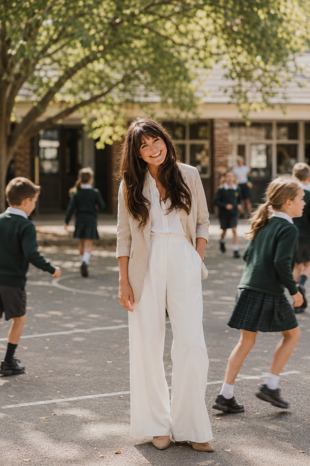 Katie Bennett in a primary school playground